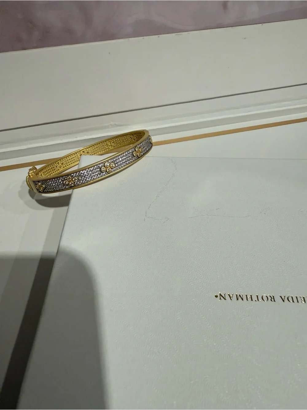 Freida ROTHMAN Signature Brooklyn in Bloom Pave Hinged Bangle
